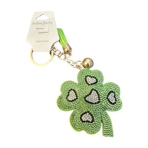 Sparkling Green Clover Keychain